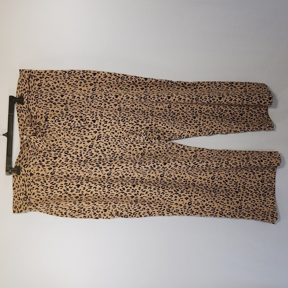 LEITH Nordstrom Animal Print Wide Leg Tie Front Crop High Rise Waist Pants 3X - Picture 14 of 15